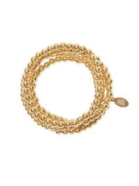 8 Other Reasons Set of 5 18k Gold Plated Beaded Stretch Bracelets NEW